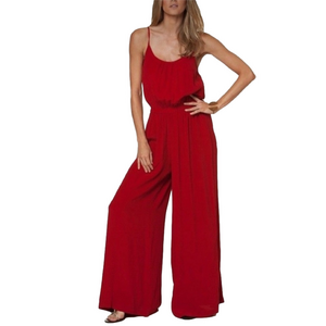 Vix Paula Hermanny Red Sleeveless Wide Leg Pants Jumpsuit Size Large